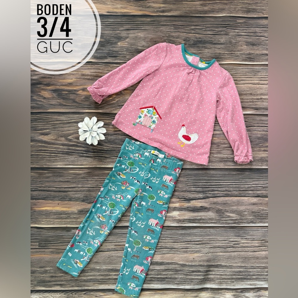 Mini Boden Pink and Teal Pajama Set
